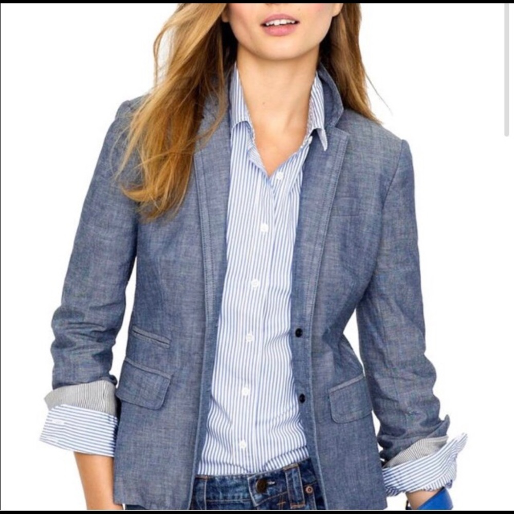 J CREW Classic Schoolboy Blazer in Chambray